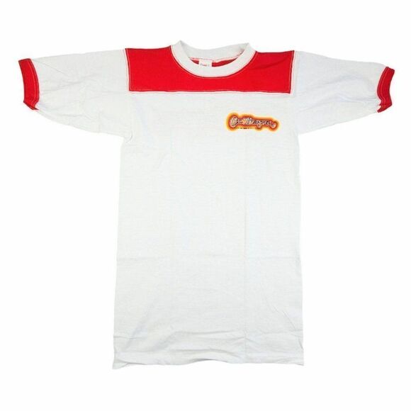 Vintage Cal Bumper T Shirt Mens Size Small Red 80s Ringer Tee Made In USA NEW - Picture 2 of 7